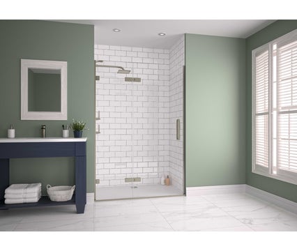 Arysto Colour Wall Hinge Shower Door And Inline Panel In Recess